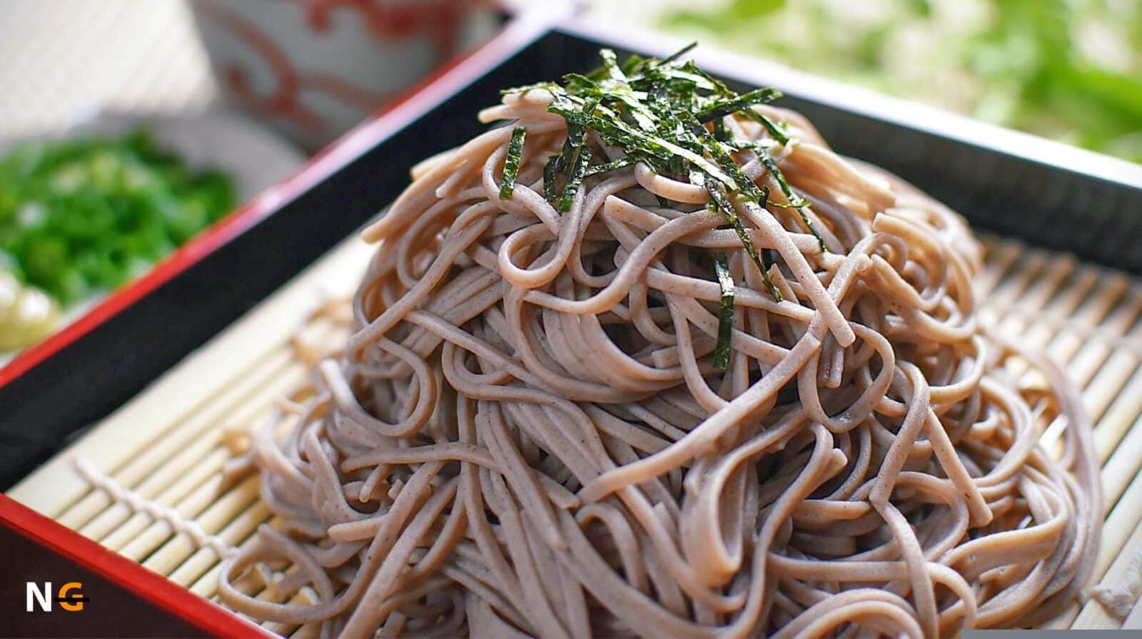 Soba noodles are simply made by mixing buckwheat flour with water. 